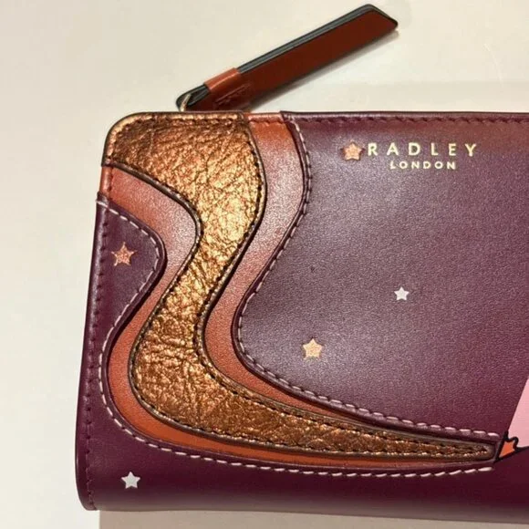 Radley London Scottie Dog Leather Wallet Zip Around Burgundy - Picture 7 of 12